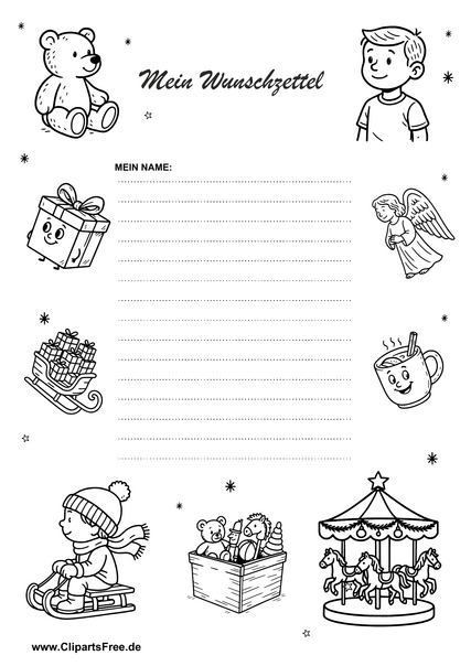 Weihnachtsliste im lustigen Cartoonstil