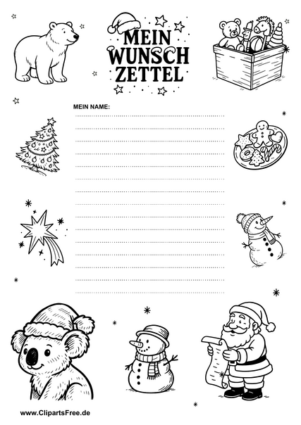 Weihnachtsliste mit Geschenk-Symbolen