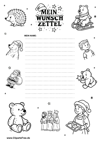 Weihnachtsliste PDF mit festlichen Elementen