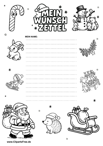 Weihnachtsliste zum Ausfüllen und Ausdrucken