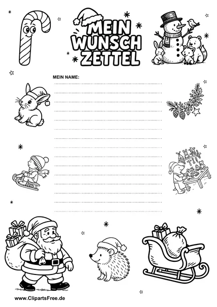 Weihnachtsliste zum Ausfüllen und Ausdrucken