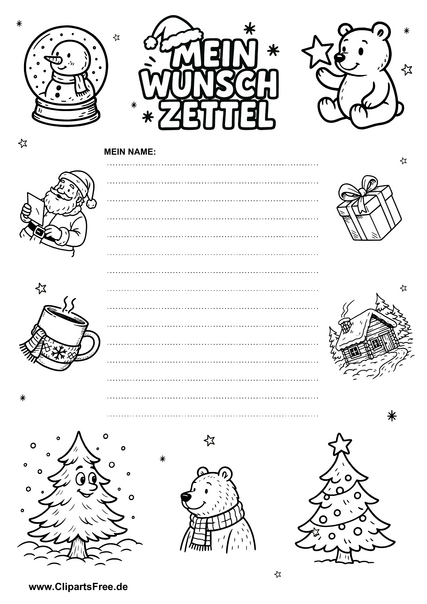 Wunschliste als festliche PDF-Vorlage