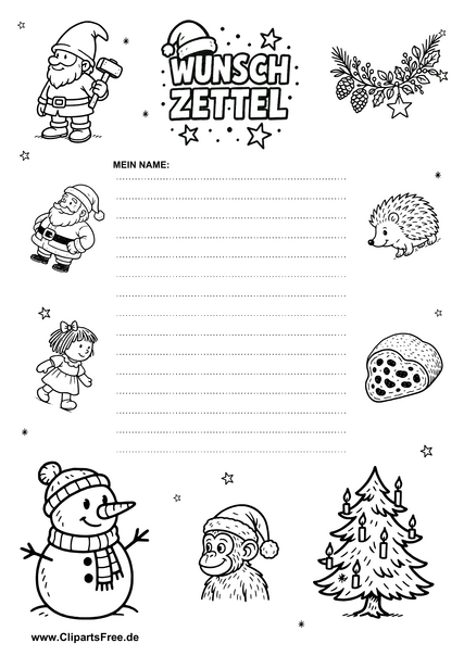 Wunschliste für Kinder Druckvorlage