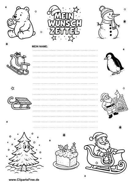 Wunschliste PDF mit Weihnachtsbildern