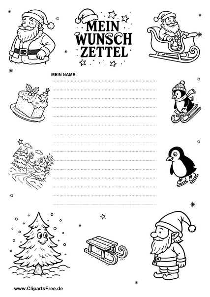 Wunschliste Weihnachten einfach und klar