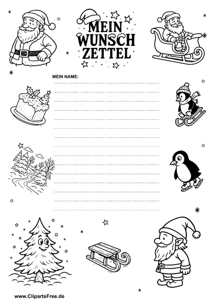 Wunschliste Weihnachten einfach und klar