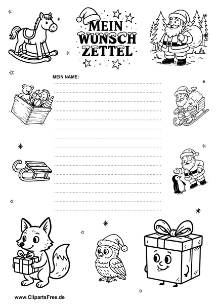 Wunschliste Weihnachten modern illustriert