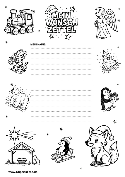 Wunschliste zum Drucken in Schwarz-weiß