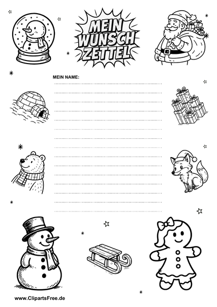 Wunschzettel-Weihnachten Vorlage zum Ausdrucken