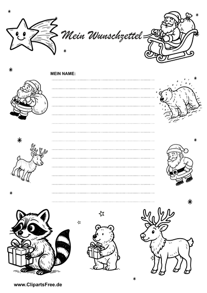 Wunschzettel als Brief an den Weihnachtsmann