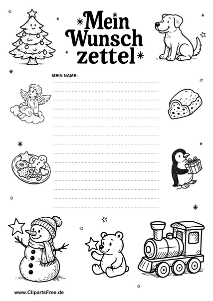Wunschzettel ausfüllbar Weihnachten PDF