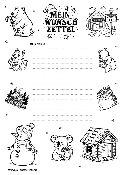 Wunschzettel Druckorlage für Kinder PDF-Download