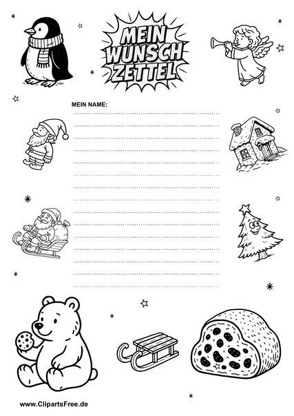 Wunschzettel Druckvorlage Kinder für Grundschulkinder