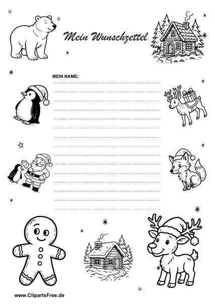 Wunschzettel festliche PDF-Vorlage