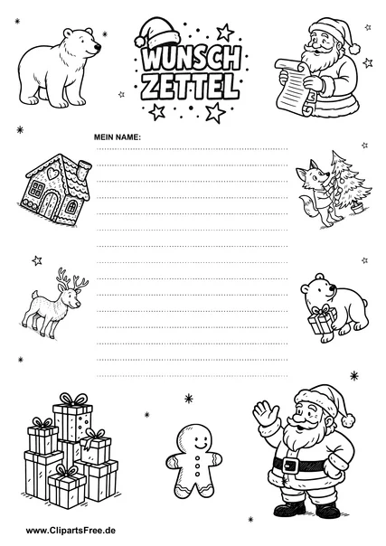 Wunschzettel für Kinder mit Geschenkideen