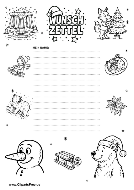 Wunschzettel im festlichen Stil drucken