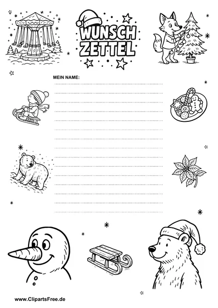 Wunschzettel im festlichen Stil drucken