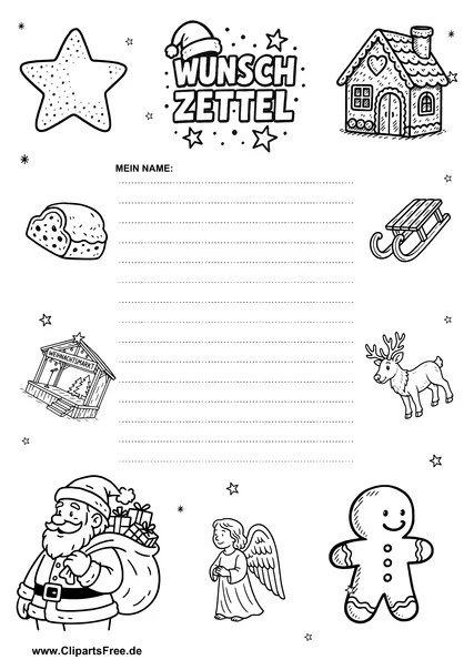 Wunschzettel im Kinderstil zu Weihnachten