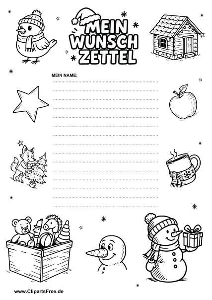 Wunschzettel im klassischen Briefpapier-Stil