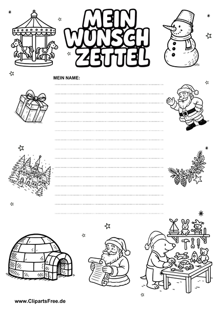 Wunschzettel klassisch im PDF-Format