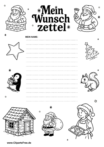 Wunschzettel mit weihnachtlichen Motiven PDF
