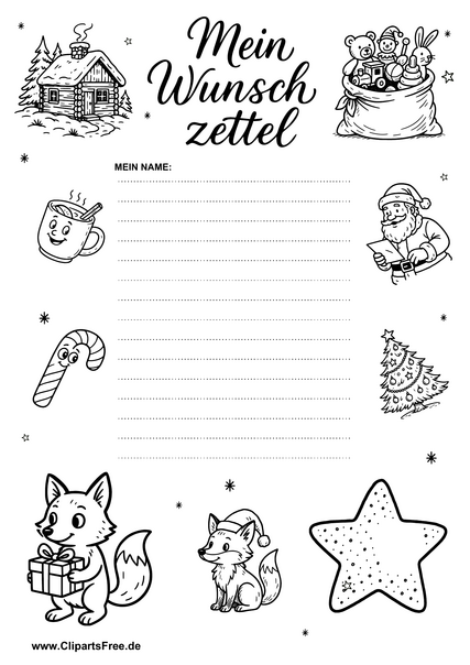 Wunschzettel PDF-Vorlage für Kinder