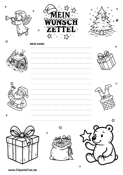 Wunschzettel PDF-Vorlage zu Weihnachten