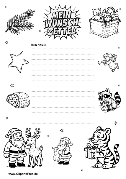 Wunschzettel Vorlage für Jungs und Mädchen