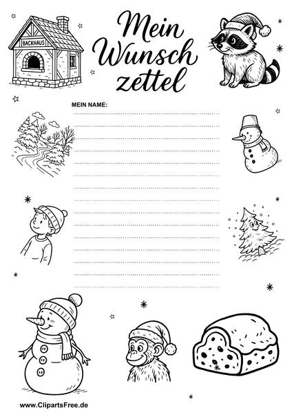 Wunschzettel Vorlage für Nikolaus