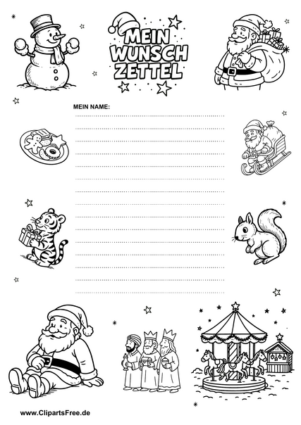 Wunschzettel Vorlage für Teenager Weihnachten