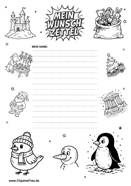 Wunschzettel Vorlage für Vorschulkinder