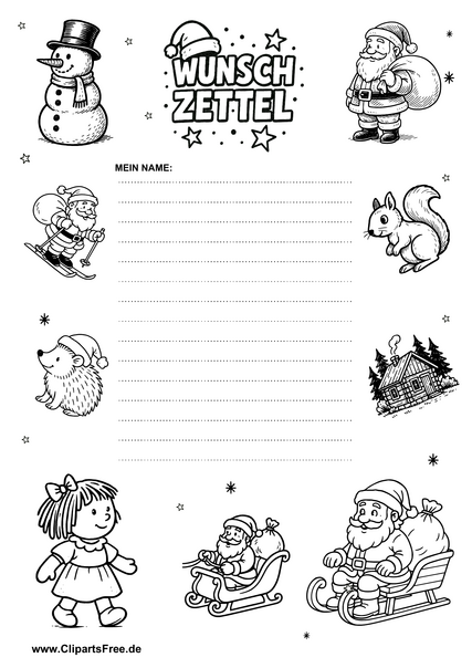 Wunschzettel Vorlage im PDF-Format gratis