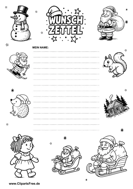 Wunschzettel Vorlage im PDF-Format gratis
