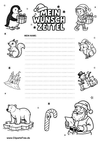 Wunschzettel Vorlage modern minimalistisch