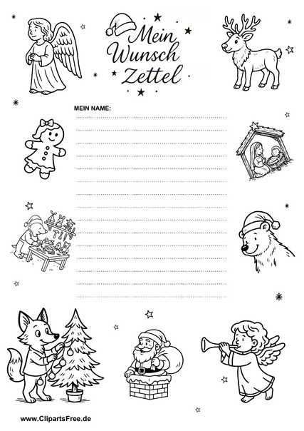 Wunschzettel Vorlage zu Weihnachten