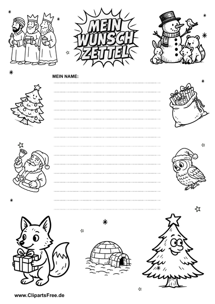 Wunschzettel Vorlage zum Nikolaustag