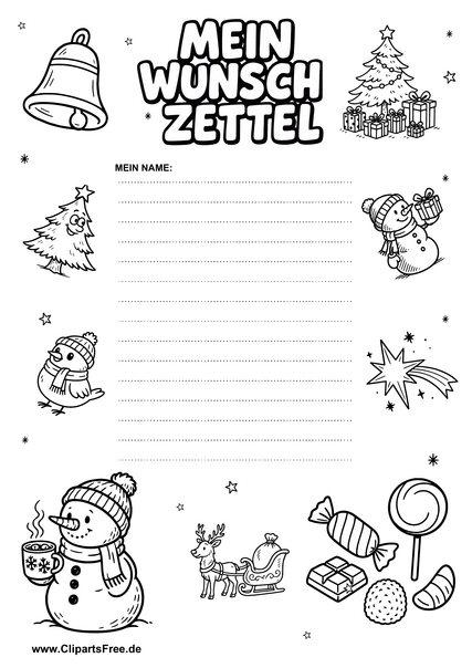 Wunschzettel Weihnachten mit Geschenkrahmen