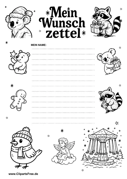 Wunschzettel Weihnachten mit Linien