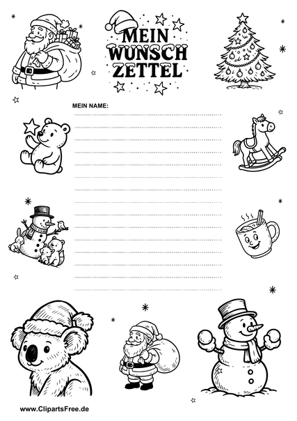 Wunschzettel Weihnachten zum kostenlosen Download