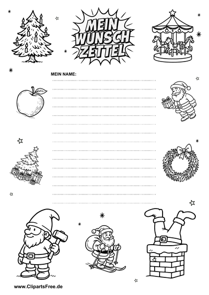 Wunschzettel zu Weihnachten für Vorschulkinder