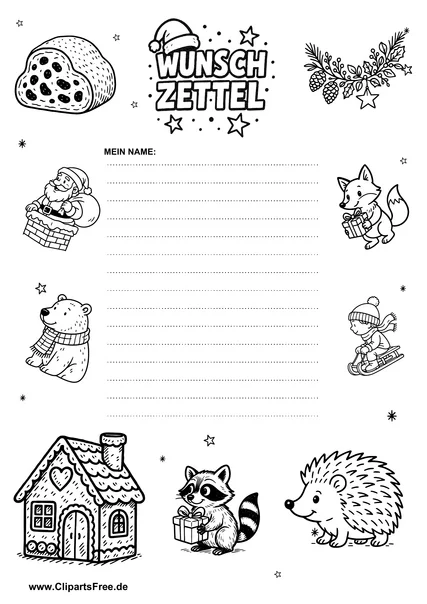 Wunschzettel zu Weihnachten PDF-Vorlage