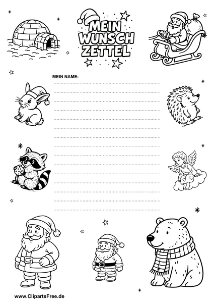 Wunschzettel zum Ausdrucken für den Weihnachtsmann