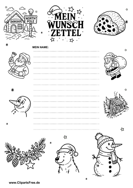 Wunschzettel zum Ausdrucken für Grundschulkinder