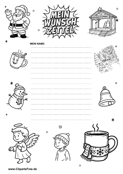 Wunschzettel zum Ausdrucken für Jungs und Mädchen