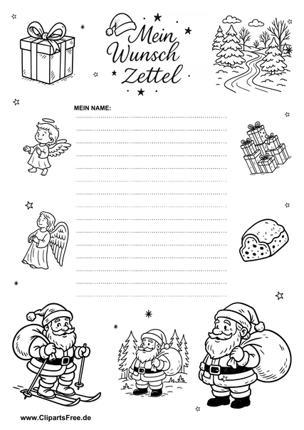 Wunschzettel zum Ausdrucken PDF kostenlos