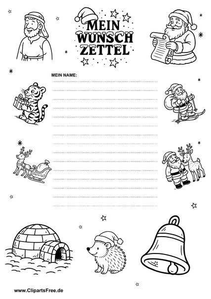 Wunschzettel zum Ausfüllen und Drucken