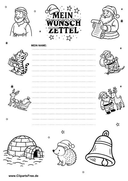 Wunschzettel zum Ausfüllen und Drucken