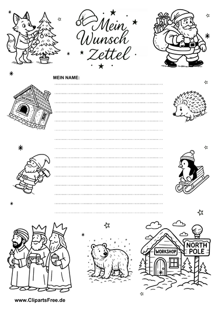 Wunschzettel zum Drucken für Kinder gratis