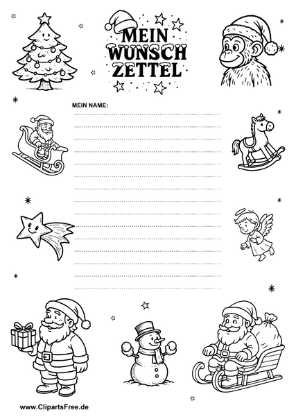 Wunschzettel zum Malen und Drucken