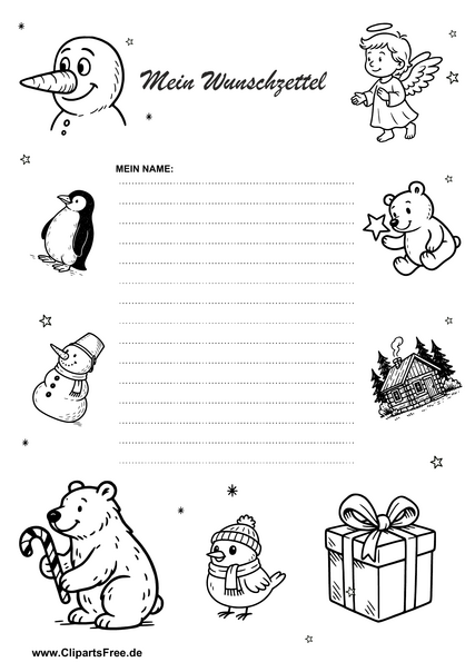 Wunschzettelvorlage zum Ausdrucken als PDF